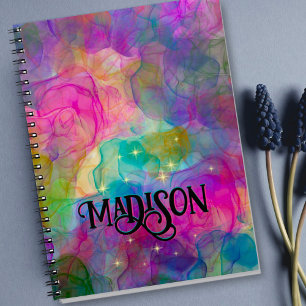 Elegant colorful marble art monogram notebook