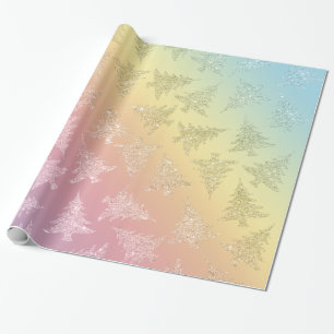 Elegant Colorful Rainbow Christmas Tree Pattern Wrapping Paper