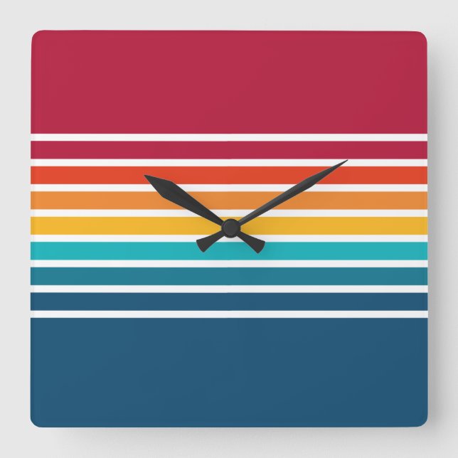 Elegant Colorful Stripes Pattern  Square Wall Clock (Front)