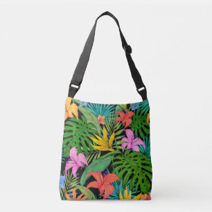Elegant Colorful Summer Tropical Floral Leaves    Crossbody Bag