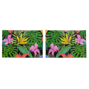 Elegant Colorful Summer Tropical Floral Leaves    Pillowcase