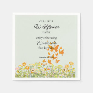 Elegant Colorful Wildflower 1st Birthday Party Napkin