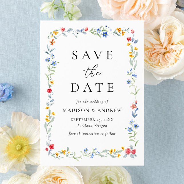 Elegant Colorful Wildflower Meadow Wedding Save The Date (Creator Uploaded)