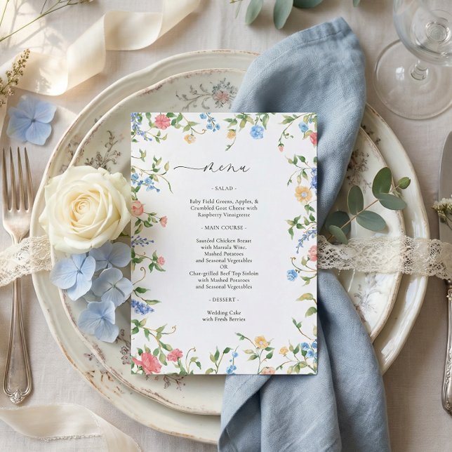 Elegant Colorful Wildflower Wedding Menu (Creator Uploaded)