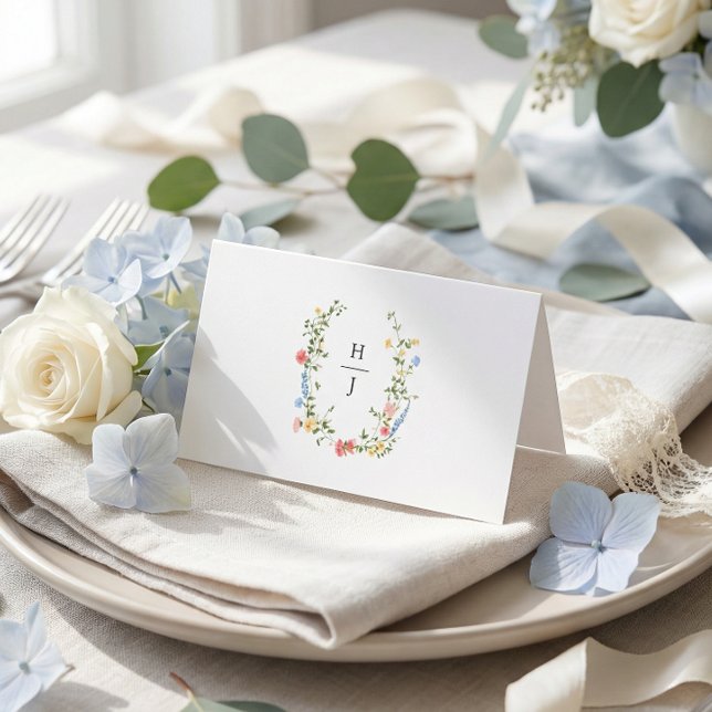Elegant Colorful Wildflower Wedding  Place Card (Creator Uploaded)