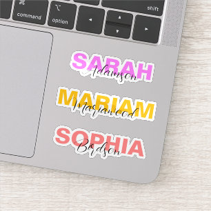 Elegant Coloured Full Name Stickers for Girls