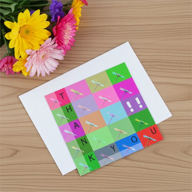 Elegant Colourful Abstract Daisy Floral Thank You Card (Creator Uploaded)