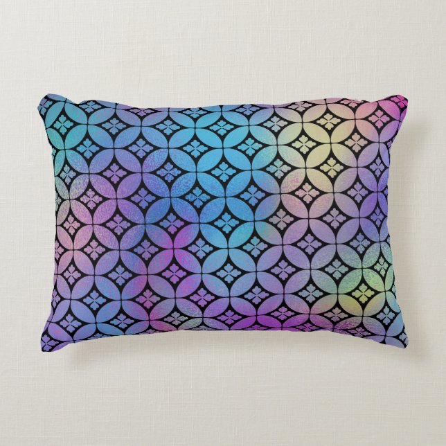 Elegant Colourful Abstract Floral Circles Pattern Accent Pillow (Front)