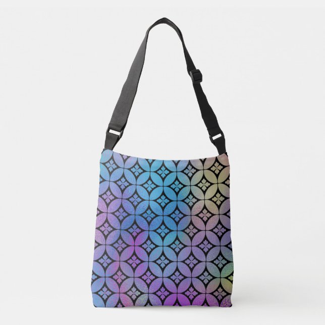Elegant Colourful Abstract Floral Circles Pattern Crossbody Bag (Front)