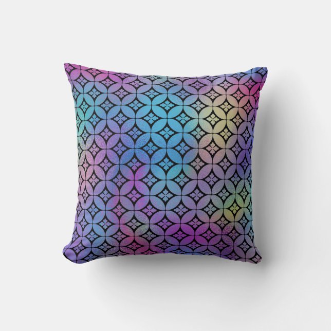 Elegant Colourful Abstract Floral Circles Pattern Throw Pillow (Front)