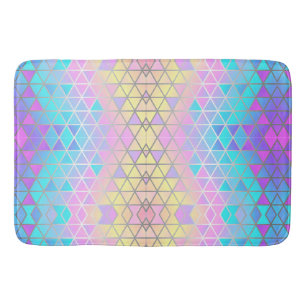 Elegant colourful Abstract Holographic Triangles Bath Mat