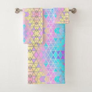 Elegant colourful Abstract Holographic Triangles  Bath Towel Set