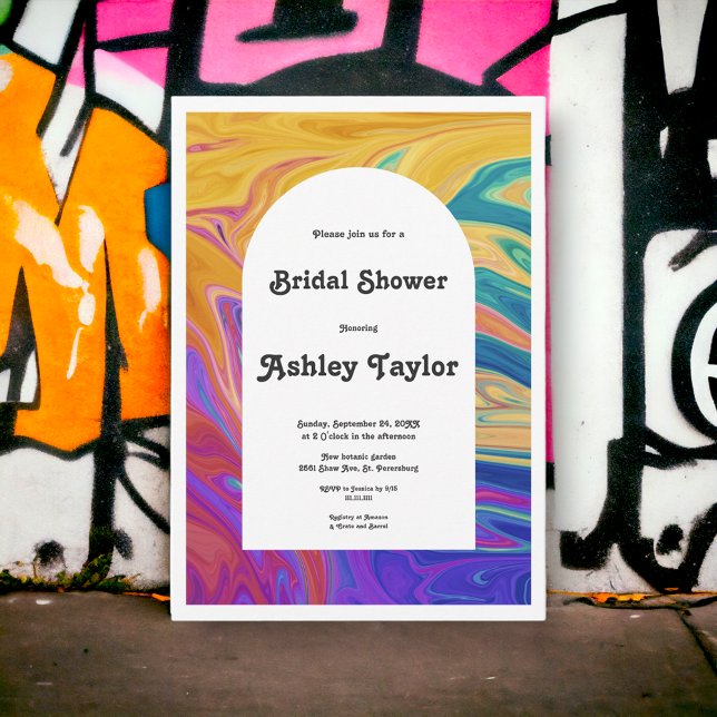 Elegant Colourful Abstract Modern Bridal Shower Invitation (Creator Uploaded)