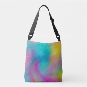 Elegant Colourful Abstract Rainbow Glitter Artwork Crossbody Bag