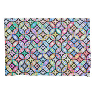 Elegant Colourful Abstract Stained Glass Pattern Pillowcase