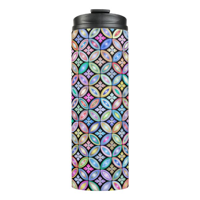 Elegant Colourful Abstract Stained Glass Pattern Thermal Tumbler (Front)