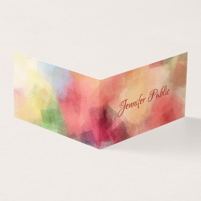 Elegant Colourful Abstract Template Hand Script To Business Card (Outside)