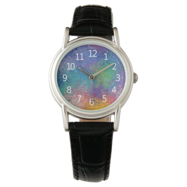Elegant Colourful Acrylic Abstract Grunge Artwork Watch (Front)