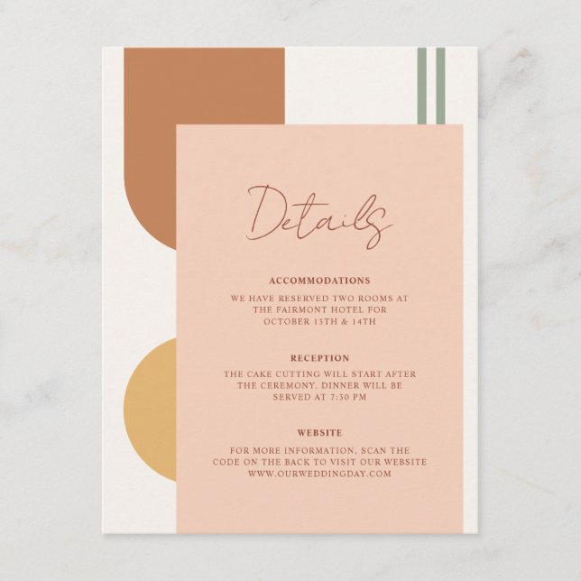 Elegant Colourful Arches Wedding Details QR Code Enclosure Card (Front)