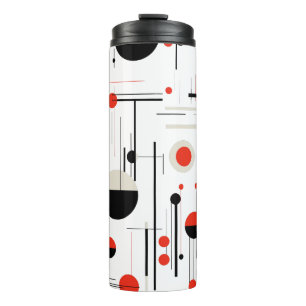 Elegant Colourful Bauhaus geometric shapes on whit Thermal Tumbler