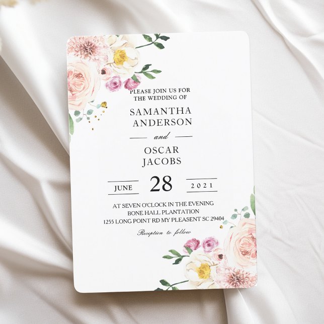 Elegant Colourful Beauty Flowers & Gold Drops Invitation (Creator Uploaded)