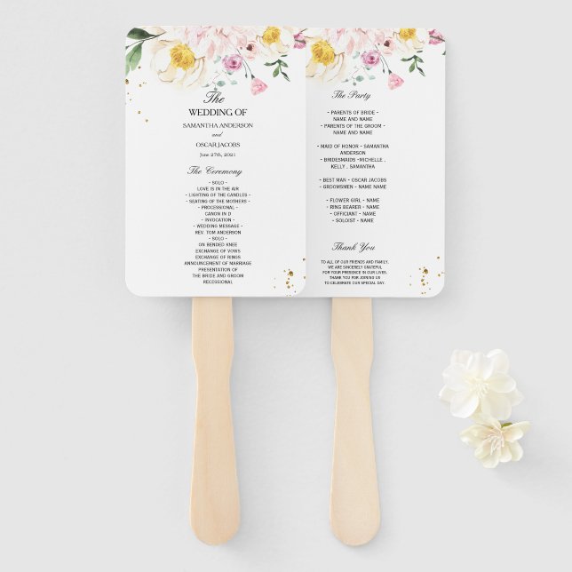 Elegant Colourful Beauty Flowers  Hand Fan (Front and Back)