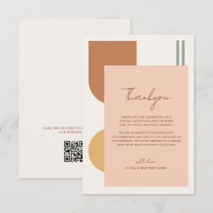 Elegant Colourful Boho Arches QR Code Wedding Thank You Card
