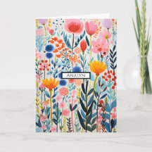 Elegant Colourful Botanical Plant Folded Card