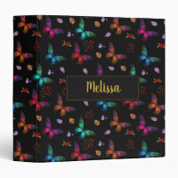 Elegant Colourful Butterflies Pattern on Black