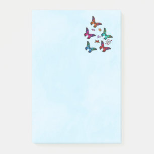 Elegant Colourful Butterflies Pattern on Blue Post-it Notes