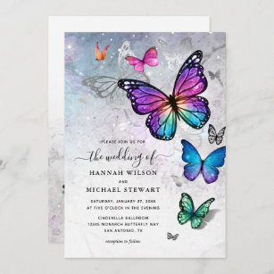Elegant Colourful Butterfly Wedding Invitation