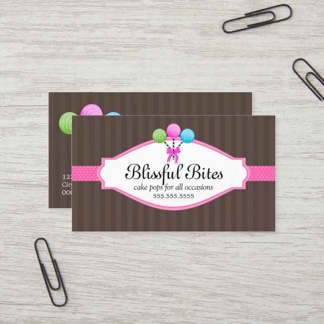 Elegant Colourful Cake Pops Business Card (Front/Back In Situ)
