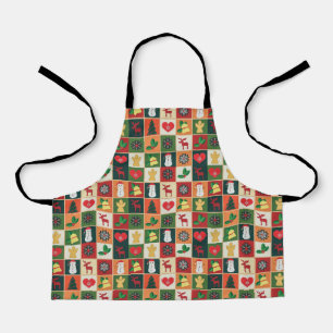 Elegant Colourful Christmas Pattern   Apron