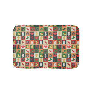 Elegant Colourful Christmas Pattern   Bath Mat