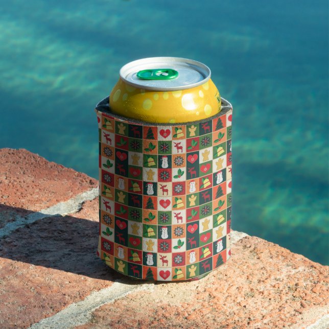 Elegant Colourful Christmas Pattern | Can Cooler (In Situ Pool)