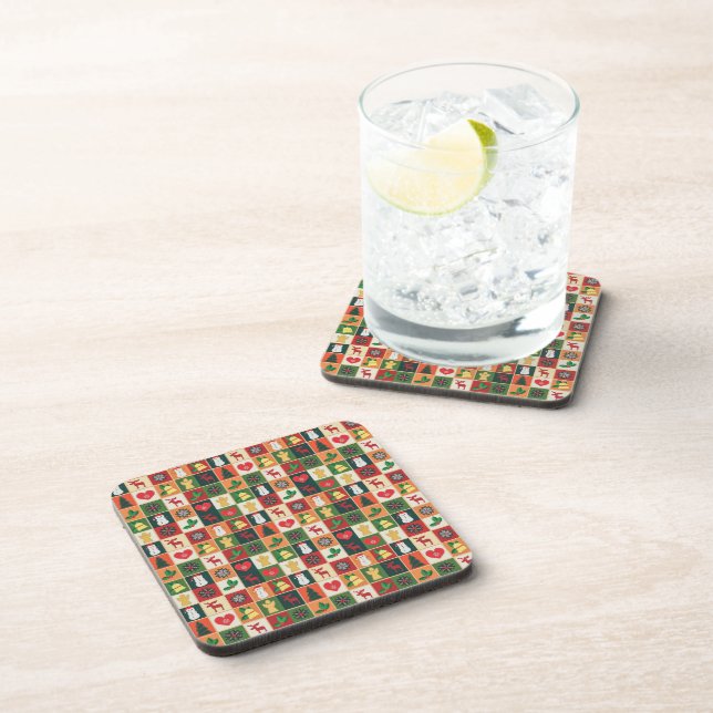 Elegant Colourful Christmas Pattern | Coaster (Right Side)