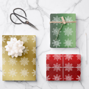 Elegant Colourful Christmas Snowflake Pattern  Wrapping Paper Sheet