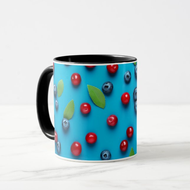 Elegant Colourful Cute Sweet Blueberry Pattern Mug (Front Left)