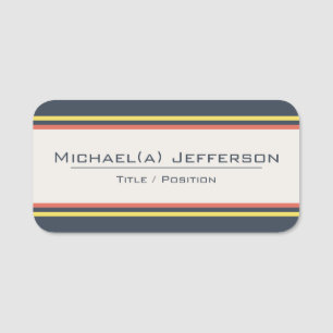 Elegant Colourful Dark Blue, Beige & Orange, Yello Name Tag