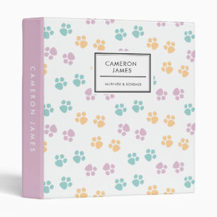 Elegant colourful Dog Paw Prints Pattern Binder