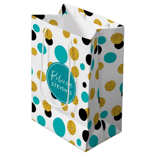 Elegant Colourful Dots Pattern Medium Gift Bag (Front Angled)