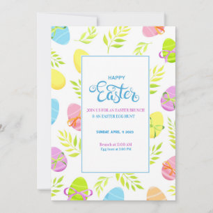 Elegant Colourful Easter Brunch and Egg Hunt  Invitation