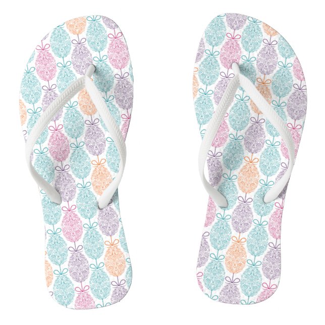 Elegant Colourful Easter Egg Pattern | Holidays Flip Flops (Footbed)