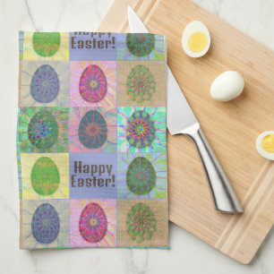 Elegant Colourful Eggs Abstract Art Easter Kitchen Towel