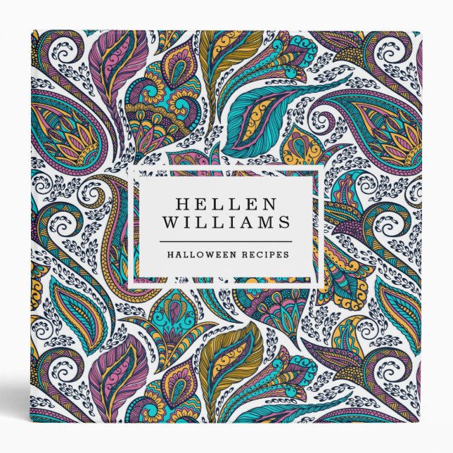 Elegant colourful ethnic floral paisley binder (Front)