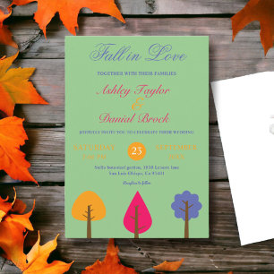 Elegant Colourful Fall in Love Sage Rustic Wedding Invitation