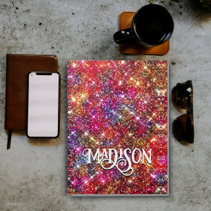 Elegant colourful faux Glitter monogram Notebook