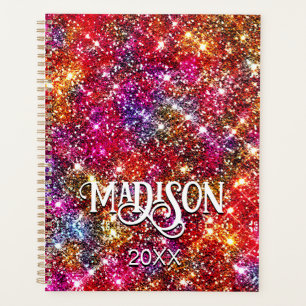 Elegant colourful faux Glitter monogram Planner
