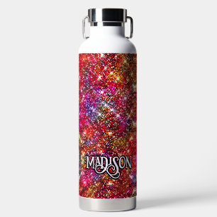 Elegant colourful faux Glitter monogram Water Bottle