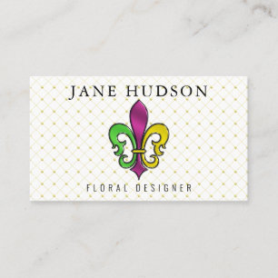 Elegant Colourful Fleur de Lis Design Business Car Business Card